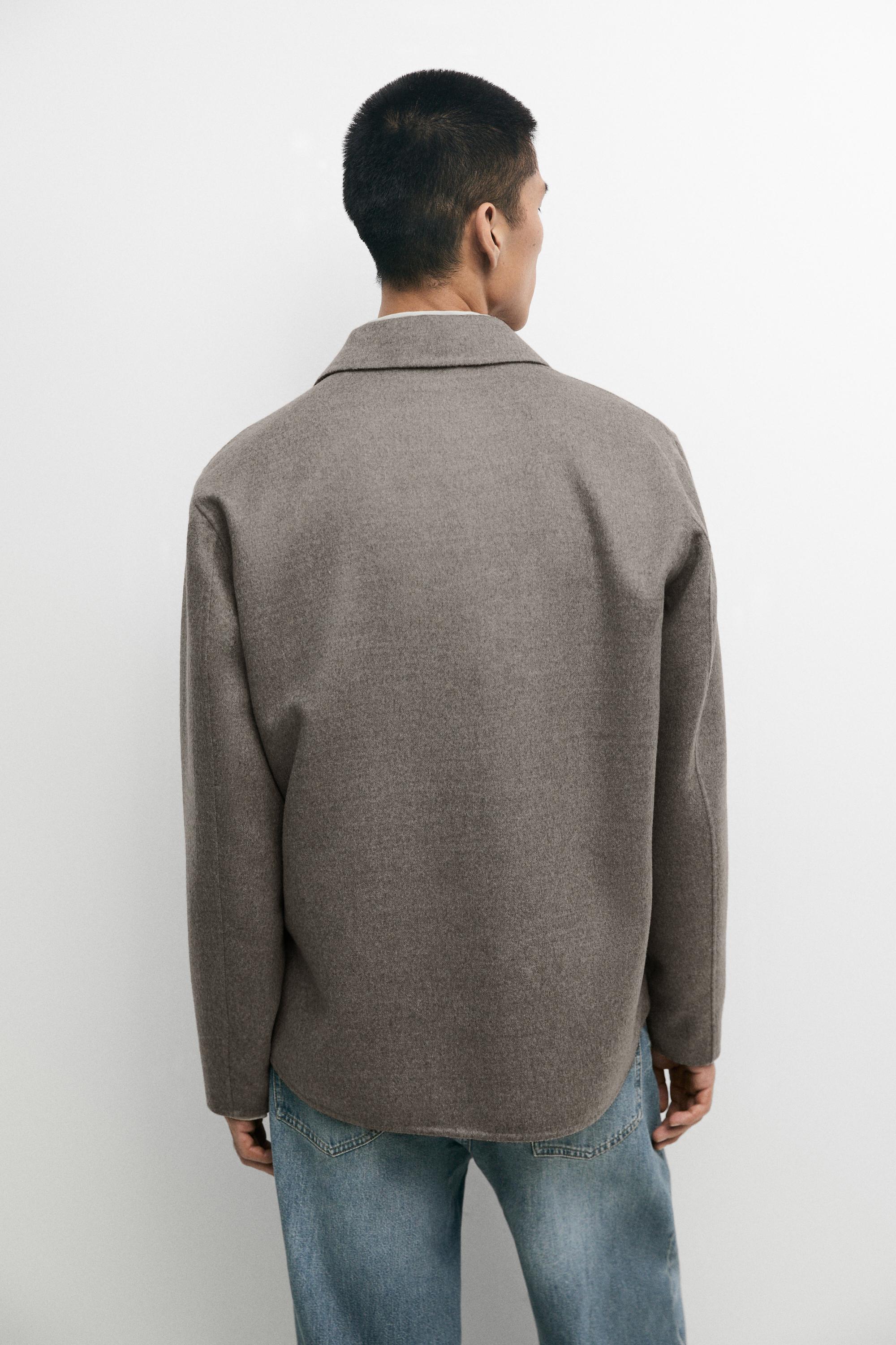 Wool blend overshirt with button detail